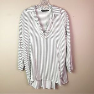 Zara black and white stripped blouse size Small